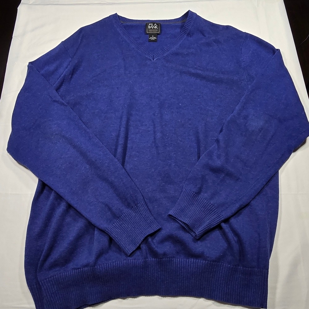 Jos. A. Bank Traveler Pima Cotton V-Neck Sweater XL Quiet Luxury Old Money